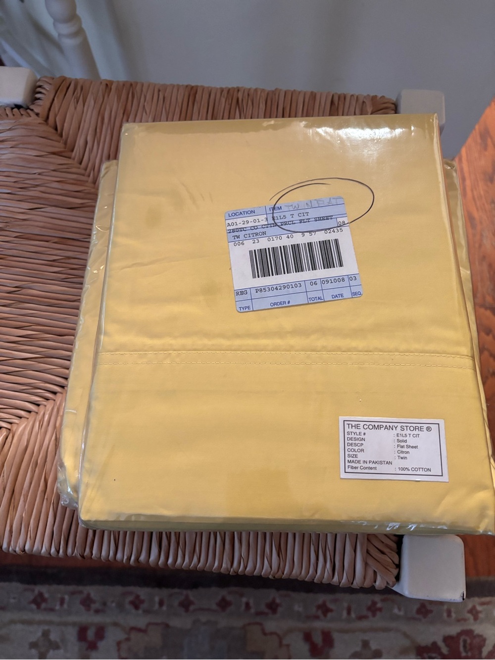 The Company Store Cotton Solid Yellow Flat Sheet and fitted sheet- Yellow Citron